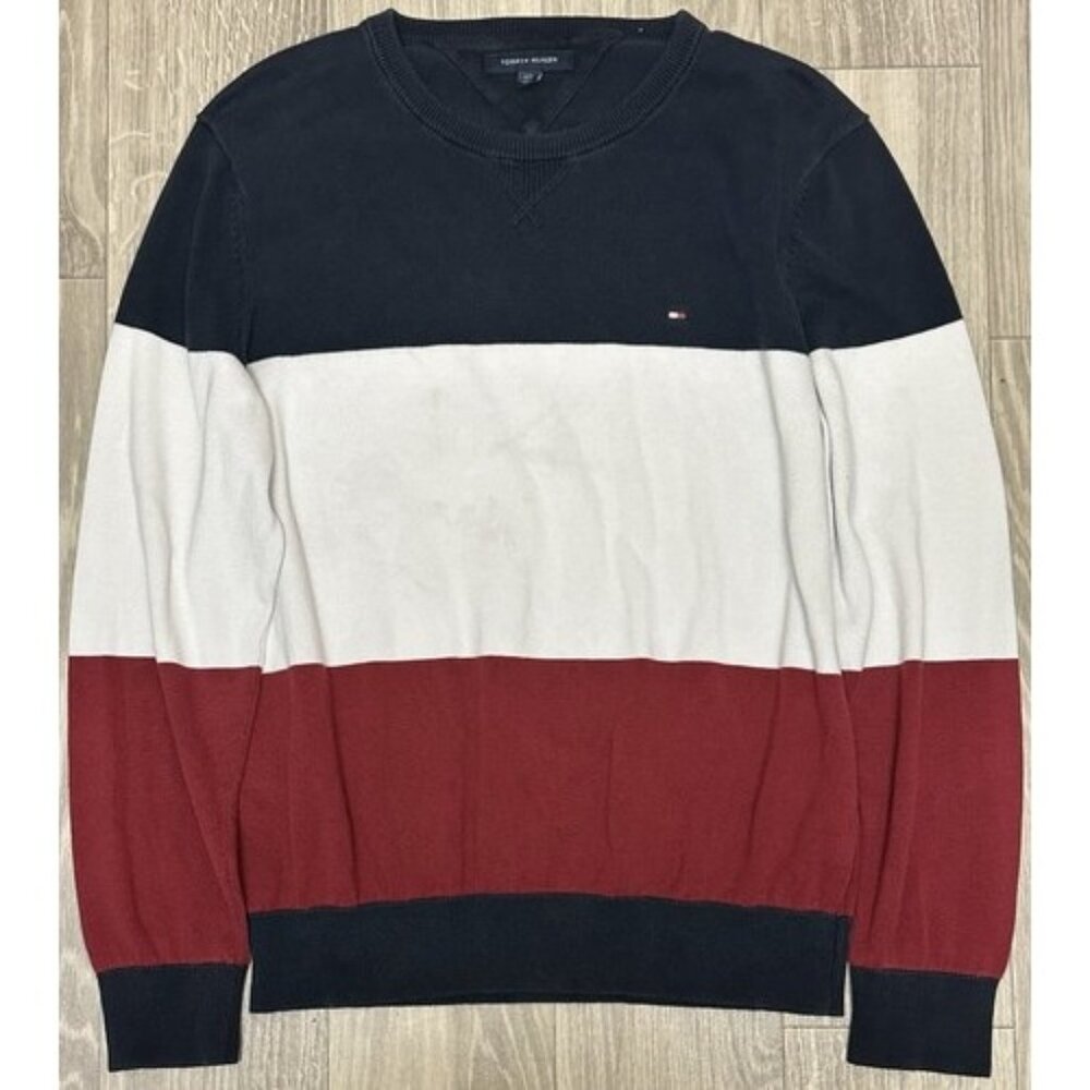 Tommy Hilfiger Textured Colourblock Crew neck Sweater Mens Large